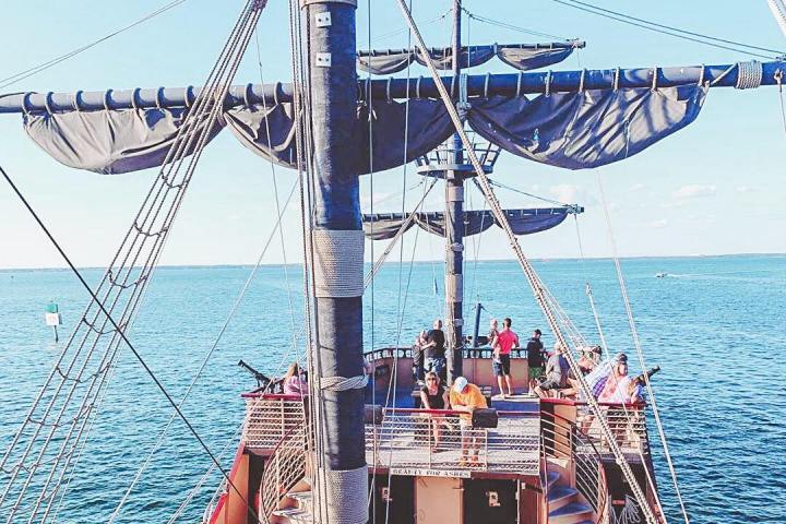 Buccaneer ship and sails from the front