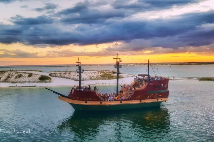 a small boat in a large body of water