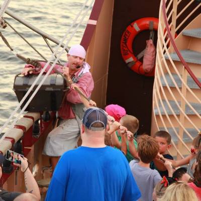 a group of people on a boat
