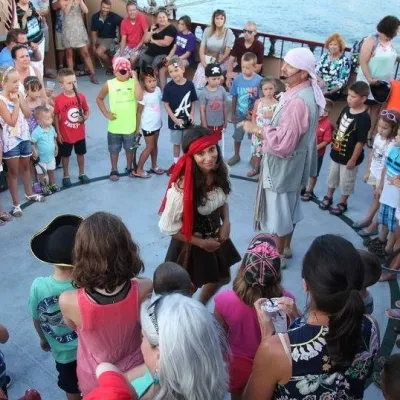 a group of people standing in front of a crowd